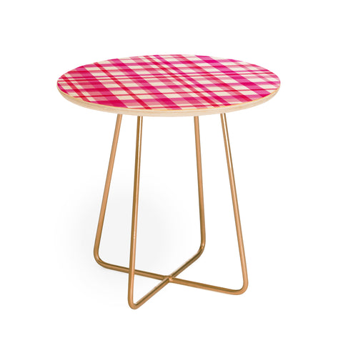 Lisa Argyropoulos Glamour Pink Plaid Round Side Table