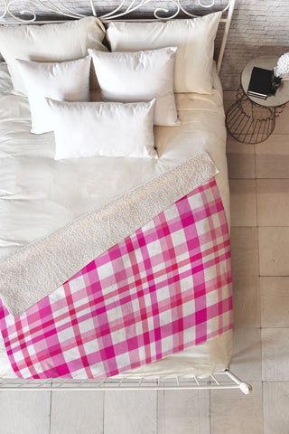 Lisa Argyropoulos Glamour Pink Plaid Fleece Throw Blanket