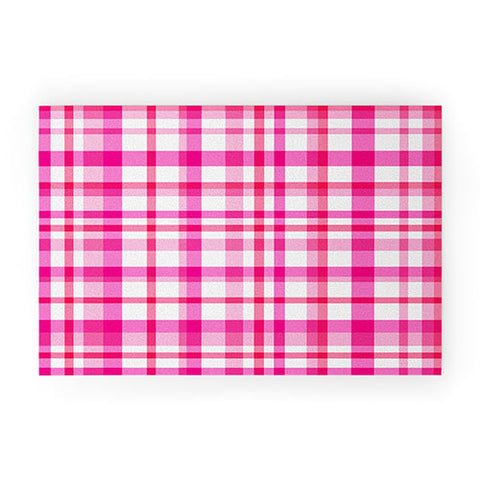 Lisa Argyropoulos Glamour Pink Plaid Welcome Mat