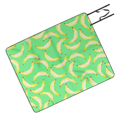 Lisa Argyropoulos Gone Bananas Green Picnic Blanket