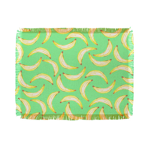 Lisa Argyropoulos Gone Bananas Green Throw Blanket