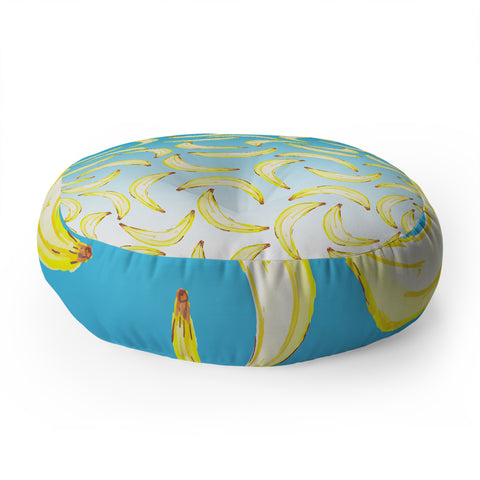 Lisa Argyropoulos Gone Bananas Ombre Blue Floor Pillow Round