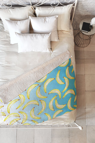Lisa Argyropoulos Gone Bananas Ombre Blue Fleece Throw Blanket