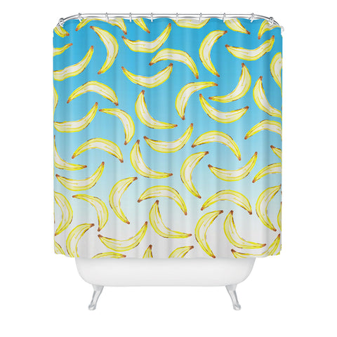 Lisa Argyropoulos Gone Bananas Ombre Blue Shower Curtain