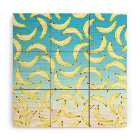 Lisa Argyropoulos Gone Bananas Ombre Blue Wood Wall Mural