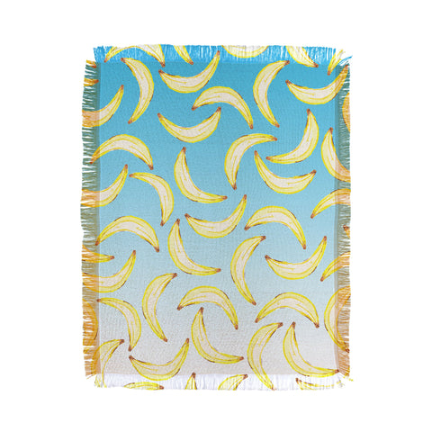 Lisa Argyropoulos Gone Bananas Ombre Blue Throw Blanket