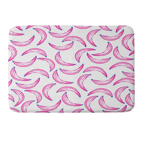 Lisa Argyropoulos Gone Bananas Pink on White Memory Foam Bath Mat