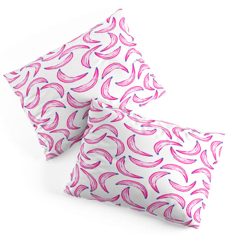 Lisa Argyropoulos Gone Bananas Pink on White Pillow Shams
