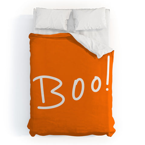Lisa Argyropoulos Halloween Boo Orange Duvet Cover