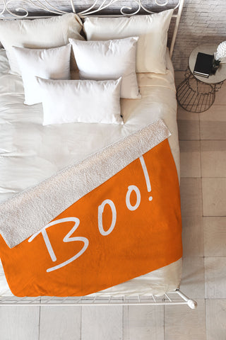 Lisa Argyropoulos Halloween Boo Orange Fleece Throw Blanket