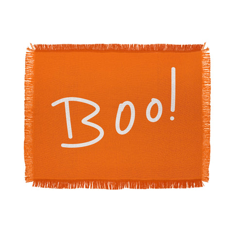 Lisa Argyropoulos Halloween Boo Orange Throw Blanket
