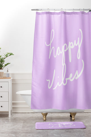 Lisa Argyropoulos Happy Vibes Lavender Shower Curtain And Mat