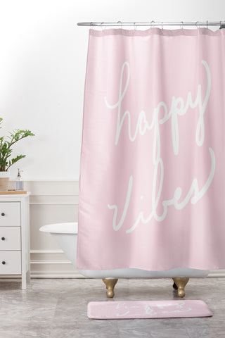 Lisa Argyropoulos happy vibes Shower Curtain And Mat
