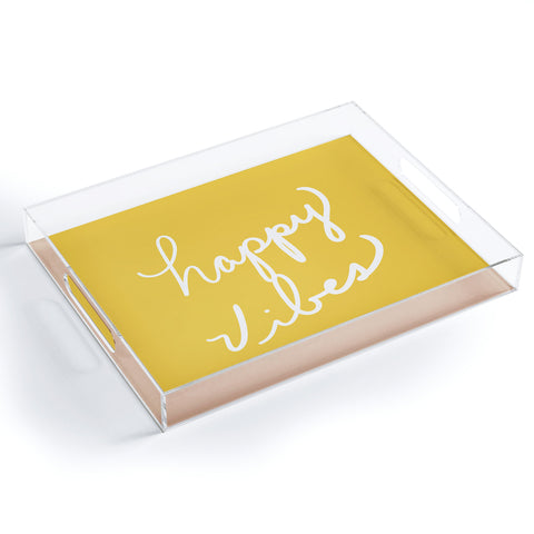 Lisa Argyropoulos Happy Vibes Yellow Acrylic Tray
