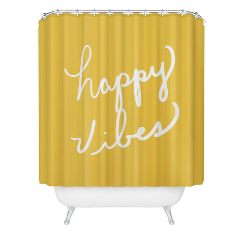 Lisa Argyropoulos Happy Vibes Yellow Shower Curtain