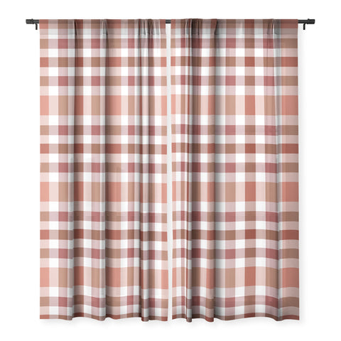 Lisa Argyropoulos Harvest Plaid Terracotta Sheer Window Curtain