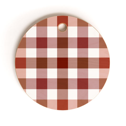 Lisa Argyropoulos Harvest Plaid Terracotta Cutting Board Round
