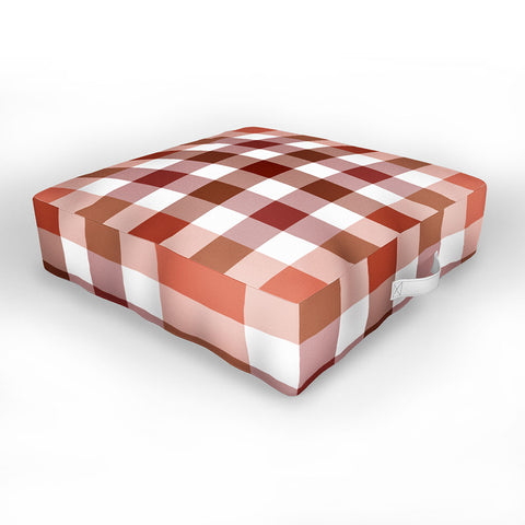 Lisa Argyropoulos Harvest Plaid Terracotta Outdoor Floor Cushion
