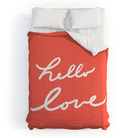 Lisa Argyropoulos hello love coral Comforter