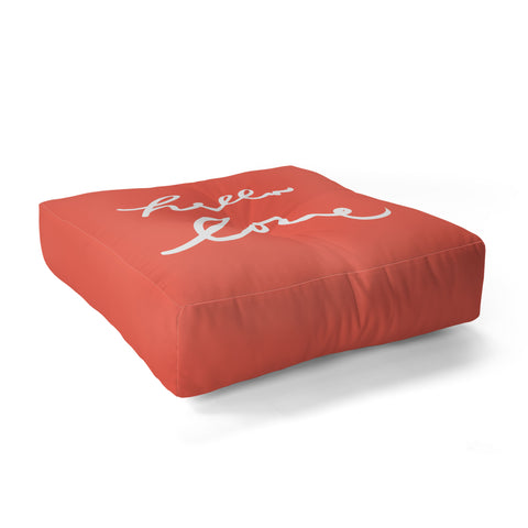 Lisa Argyropoulos hello love coral Floor Pillow Square