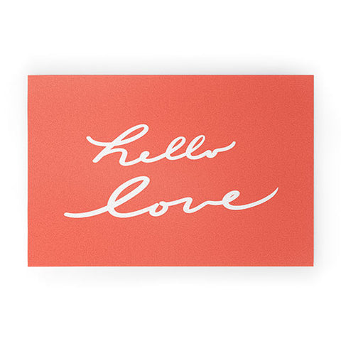 Lisa Argyropoulos hello love coral Welcome Mat