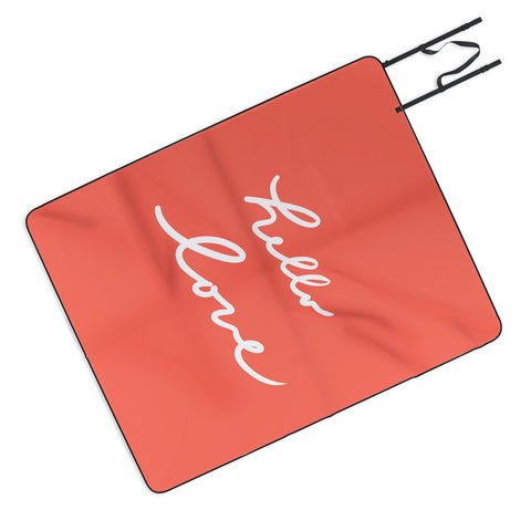 Lisa Argyropoulos hello love coral Picnic Blanket