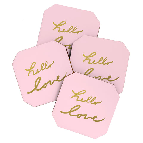 Lisa Argyropoulos hello love pink Coaster Set