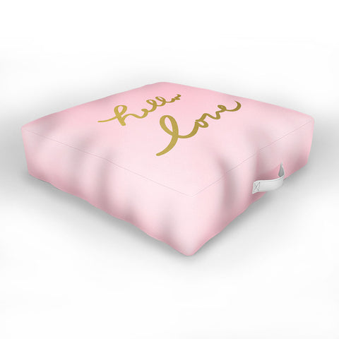Lisa Argyropoulos hello love pink Outdoor Floor Cushion