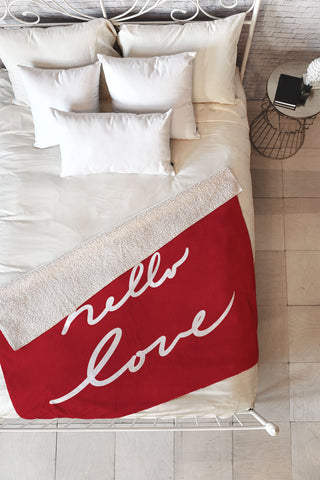 Lisa Argyropoulos hello love red Fleece Throw Blanket