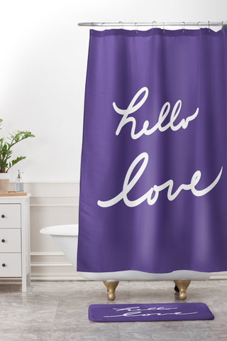 Lisa Argyropoulos Hello Love Violet Shower Curtain And Mat