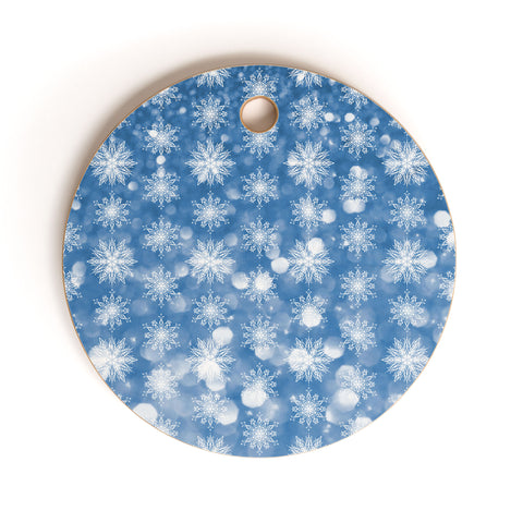 Lisa Argyropoulos Holiday Blue and Flurries Cutting Board Round