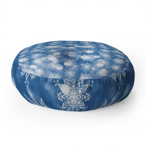 Lisa Argyropoulos Holiday Blue and Flurries Floor Pillow Round