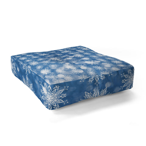 Lisa Argyropoulos Holiday Blue and Flurries Floor Pillow Square