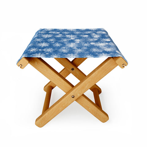 Lisa Argyropoulos Holiday Blue and Flurries Folding Stool
