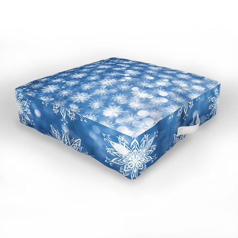 Lisa Argyropoulos Holiday Blue and Flurries Outdoor Floor Cushion