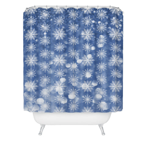 Lisa Argyropoulos Holiday Blue and Flurries Shower Curtain