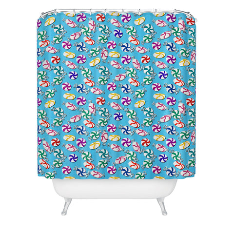 Lisa Argyropoulos Holiday Mints Blue Shower Curtain