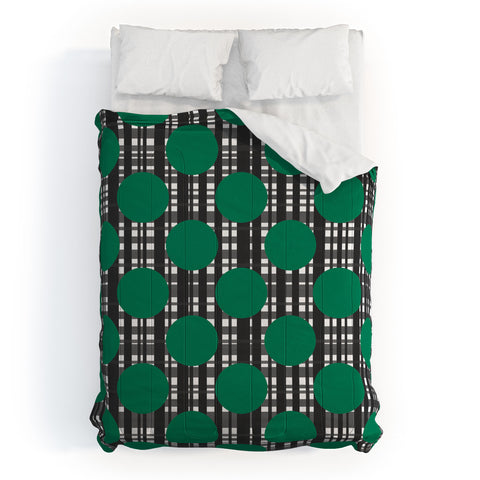 Lisa Argyropoulos Holiday Plaid and Dots Green Comforter