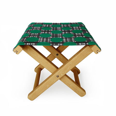 Lisa Argyropoulos Holiday Plaid and Dots Green Folding Stool