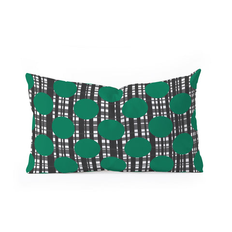 Lisa Argyropoulos Holiday Plaid and Dots Green Oblong Throw Pillow