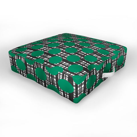 Lisa Argyropoulos Holiday Plaid and Dots Green Outdoor Floor Cushion