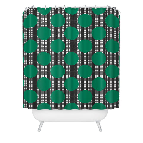 Lisa Argyropoulos Holiday Plaid and Dots Green Shower Curtain