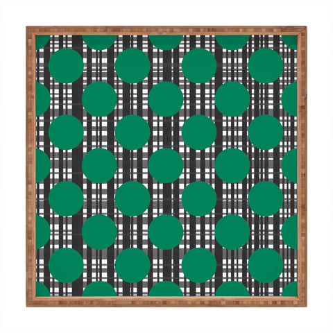 Lisa Argyropoulos Holiday Plaid and Dots Green Square Tray