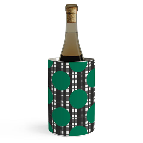 Lisa Argyropoulos Holiday Plaid and Dots Green Wine Chiller