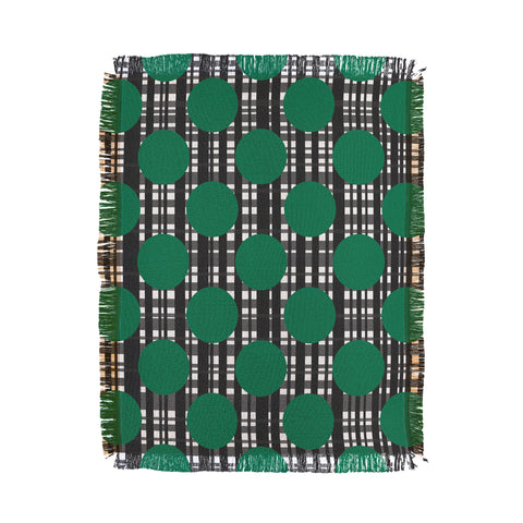 Lisa Argyropoulos Holiday Plaid and Dots Green Throw Blanket