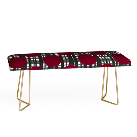 Lisa Argyropoulos Holiday Plaid and Dots Red Bench