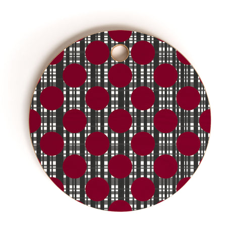 Lisa Argyropoulos Holiday Plaid and Dots Red Cutting Board Round
