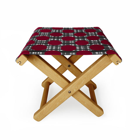 Lisa Argyropoulos Holiday Plaid and Dots Red Folding Stool