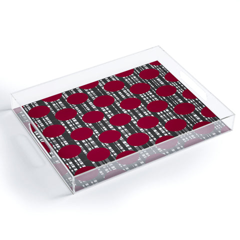 Lisa Argyropoulos Holiday Plaid and Dots Red Acrylic Tray