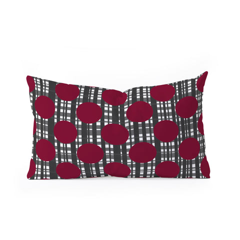 Lisa Argyropoulos Holiday Plaid and Dots Red Oblong Throw Pillow